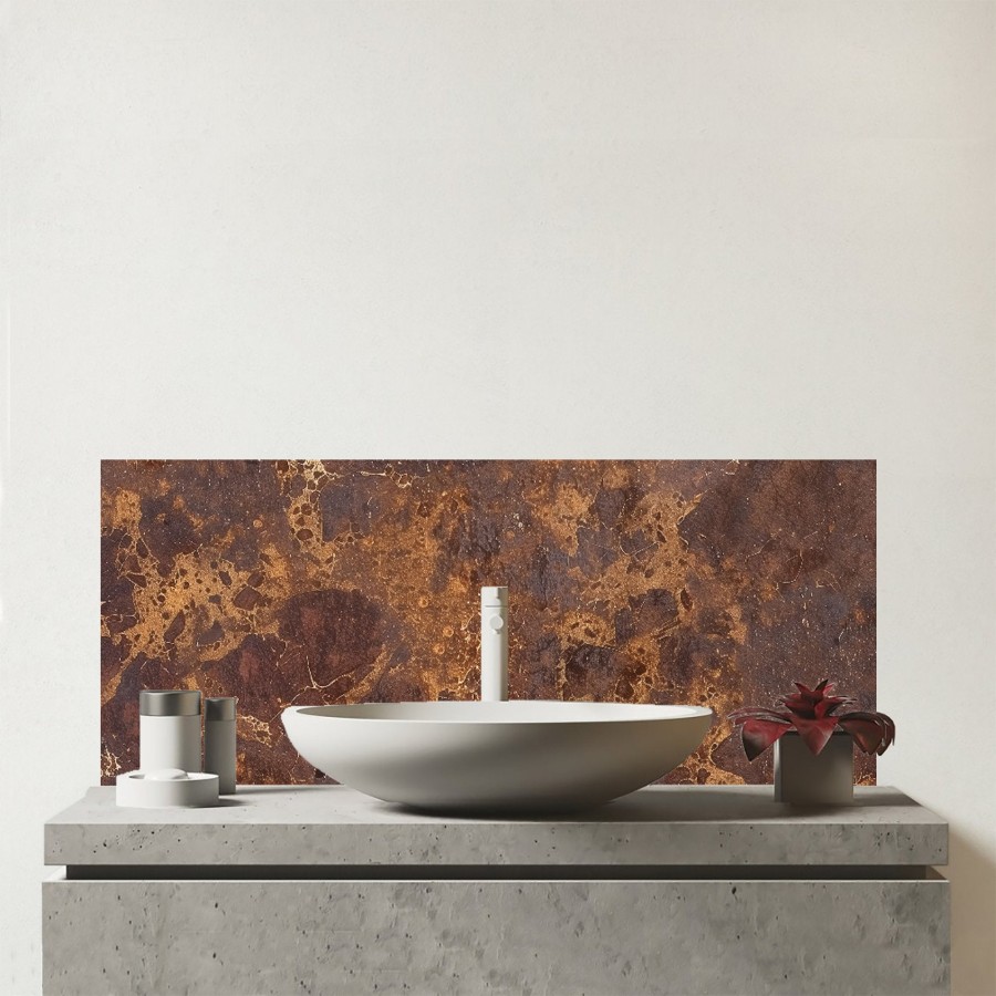 Click to view product details and reviews for Brown Quartz Effect Glass Bathroom Splashback.