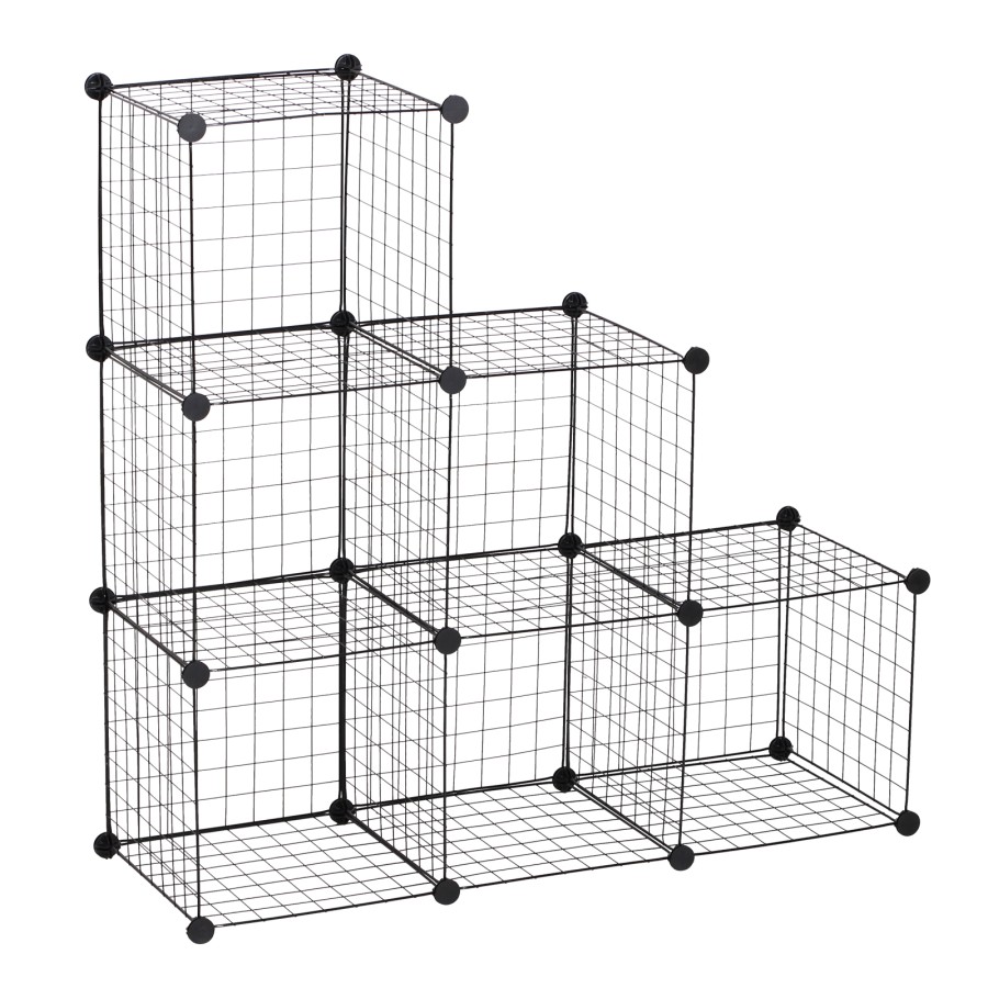 HOMCOM DIY 6 Cube Metal Wire Rack Interlocking Storage Cabinet Organiser Display