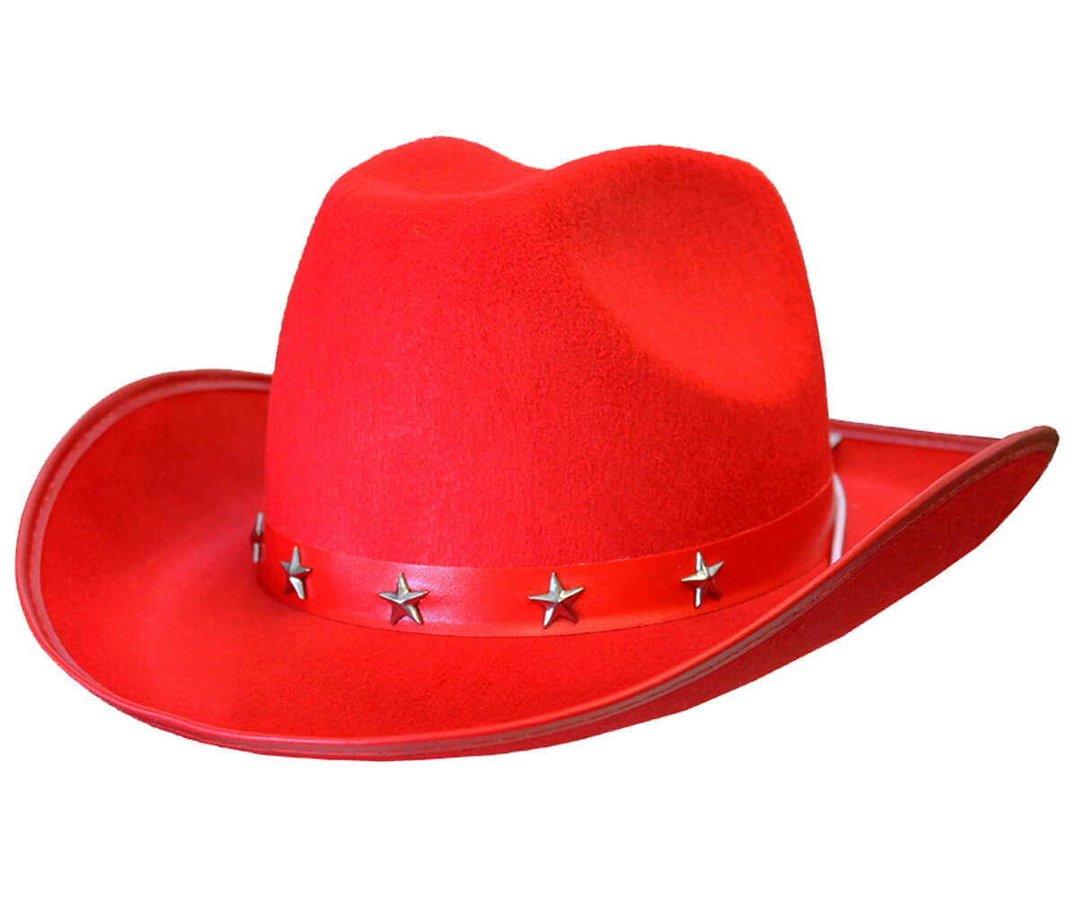 Click to view product details and reviews for Childs Red Studded Cowboy Hat Single.