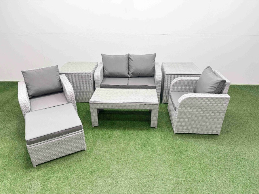 Click to view product details and reviews for Fimous Light Grey Pe Wicker Rattan Garden Furniture Set Sofa Set Reclining Adjustable Chair Oblong Coffee Table 5 Seater With Footstool 2 Side Table. Click to view product details and reviews for Fimous Light Grey Pe Wicker Rattan Garden Furniture Set Sofa Set Reclining Adjustable Chair Oblong Coffee Table 5 Seater With Footstool 2 Side Table.