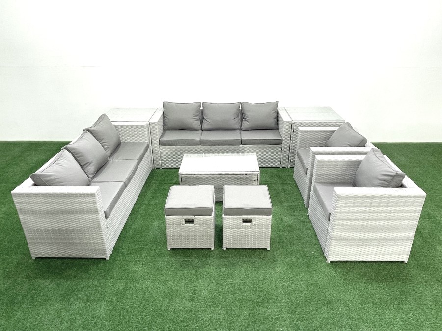 Click to view product details and reviews for Fimous Outdoor Rattan Sofa Garden Furniture Set With 2 Armchairs Oblong Coffee Table 2 Small Footstools 2 Side Tables Light Grey Mixed. Click to view product details and reviews for Fimous Outdoor Rattan Sofa Garden Furniture Set With 2 Armchairs Oblong Coffee Table 2 Small Footstools 2 Side Tables Light Grey Mixed.