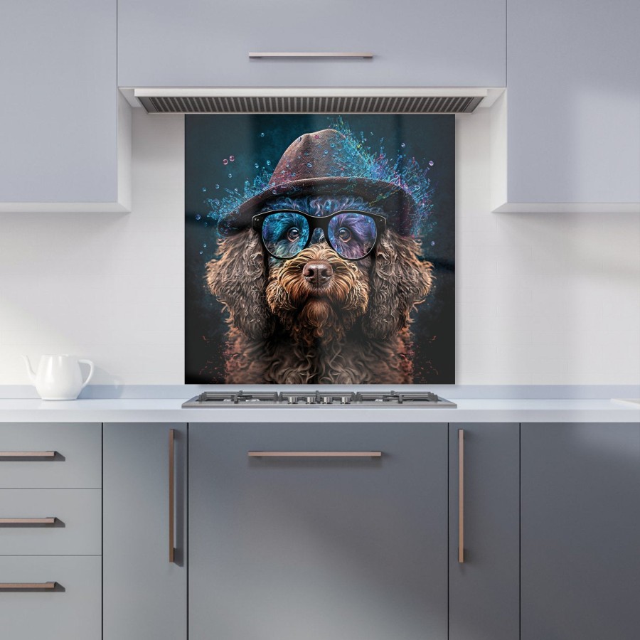 Click to view product details and reviews for Labradoodle Dog With Glasses Splashart Kitchen Splashback W600mm X H600mm.