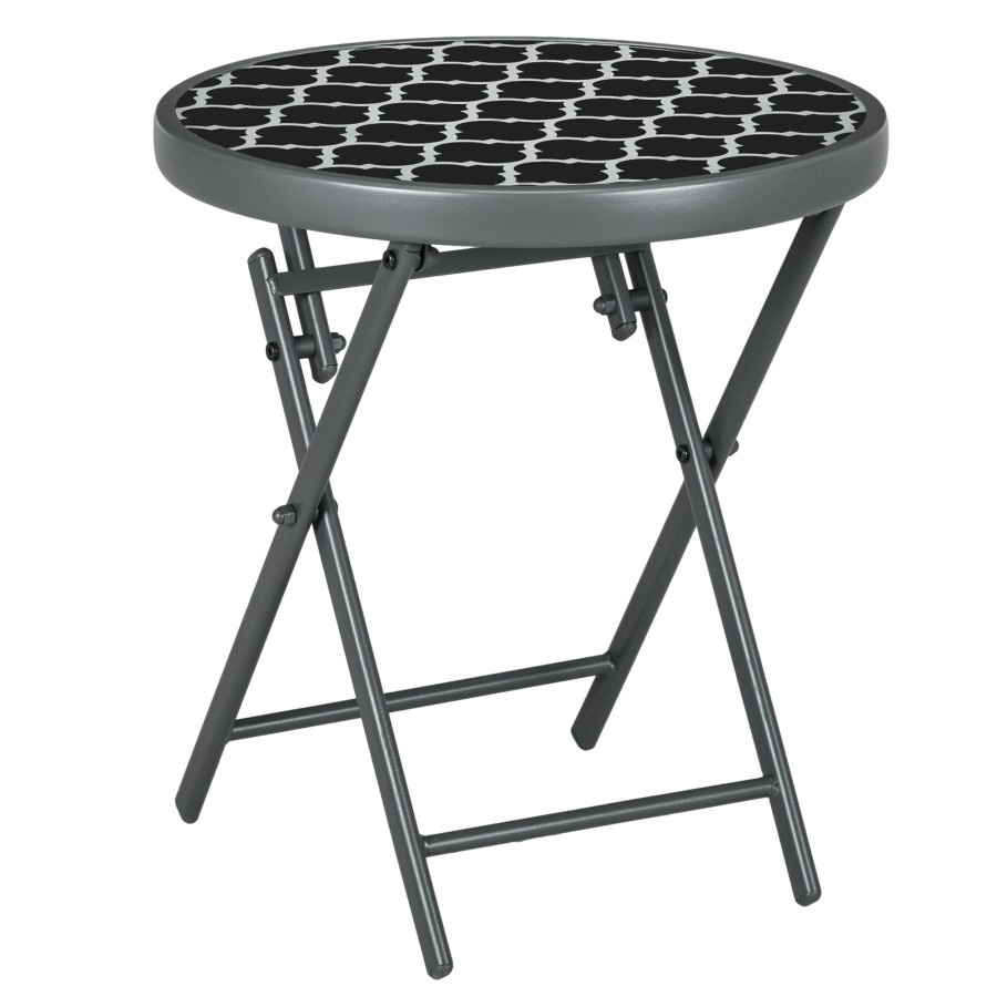 Click to view product details and reviews for Round Folding Side Table Black White Marble.