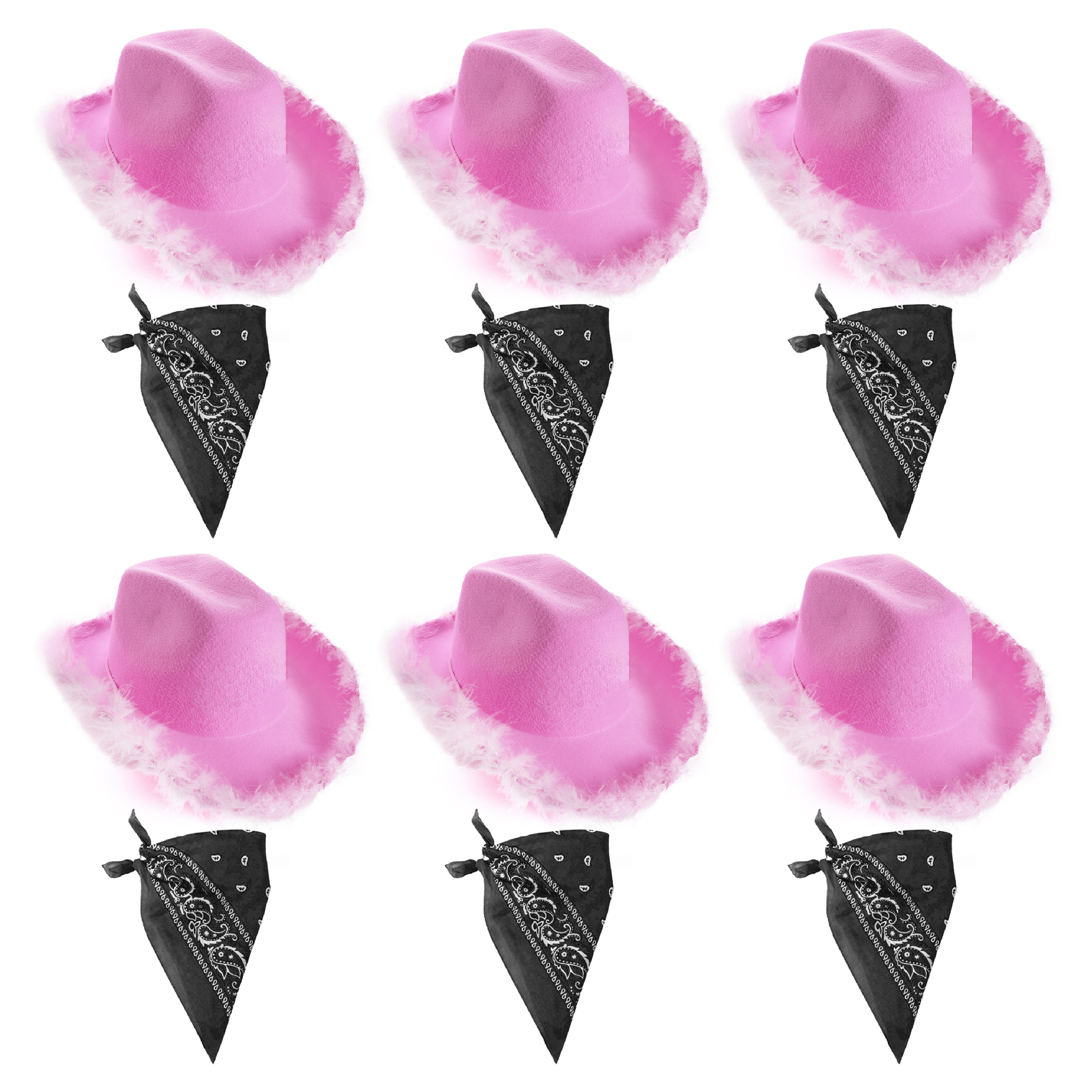 Click to view product details and reviews for Lilac Pink Cowboy Hat Black Bandana Pack Of 6.