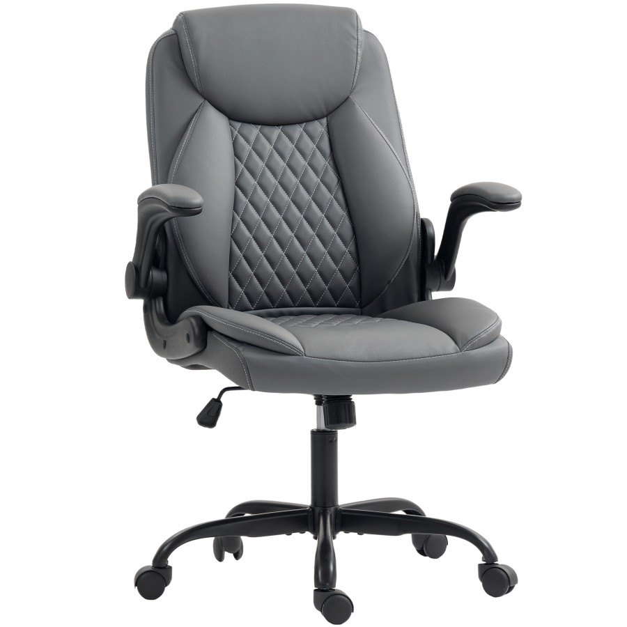 Click to view product details and reviews for Homcom Executive Office Chair With Flip Up Armrests Pu Leather Computer Desk Chair With Thick Cushion Tilt Function Height Adjustable For Home Cha.