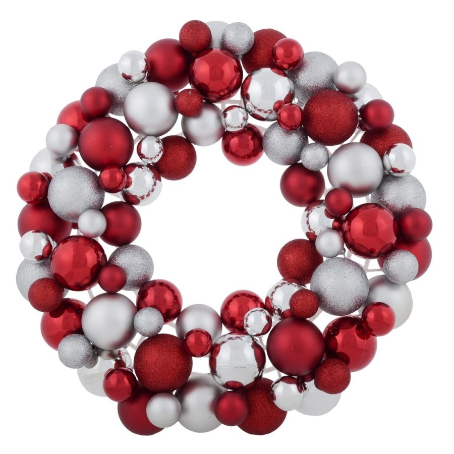 Click to view product details and reviews for Round Christmas Bauble Wreath Hanging Decoration 45cm Red.