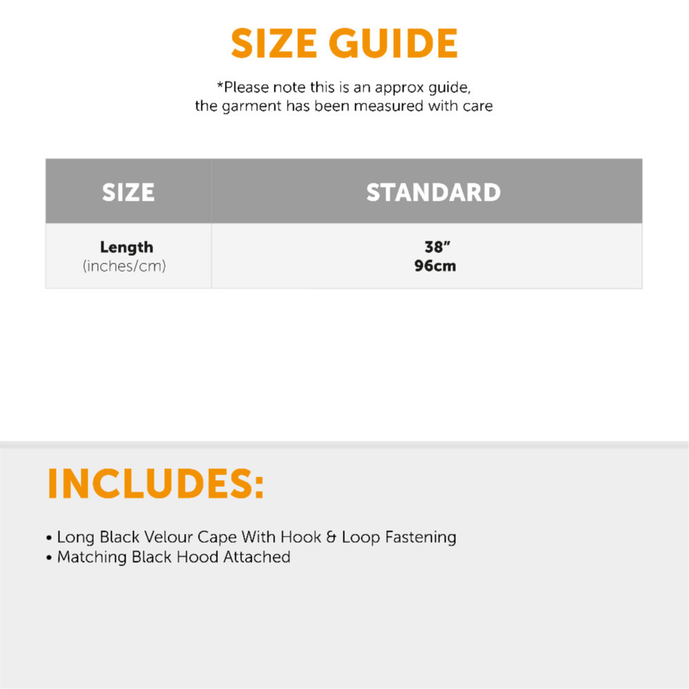 Childs Black Velour Hooded Cape