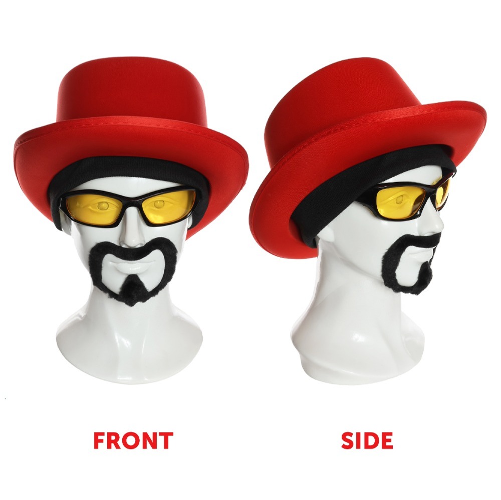 Adults Funny 90's Rapper Accessory Set - Top Hat, Glasses, Goatee, Beanie