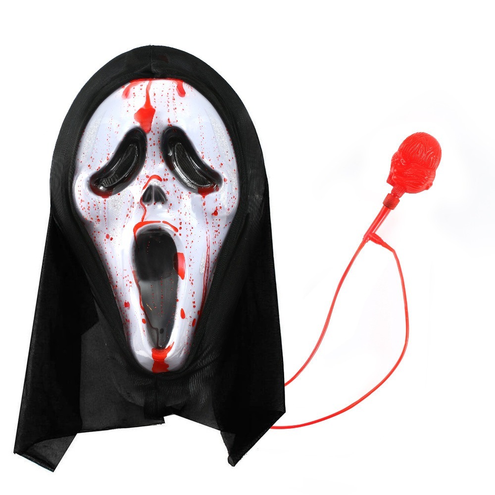 Adults Screamer Costume Set - Cape, Blood Pump Mask & Knife Prop