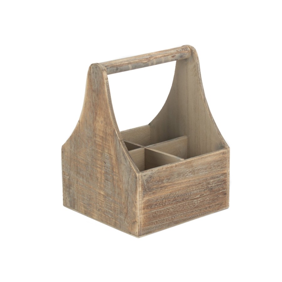 Red Hamper Oak Effect Wooden Carrier - 4 Bottle