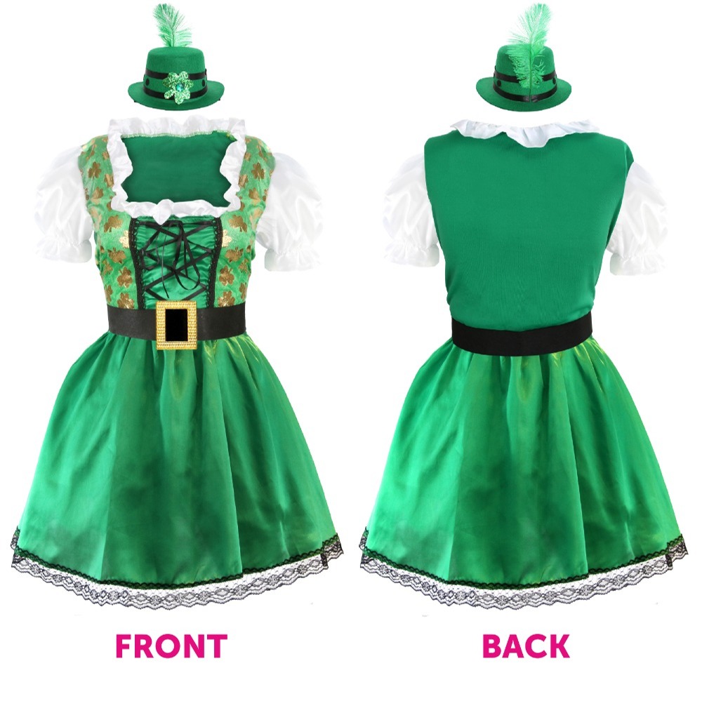 Ladies Irish Shamrock Dress & Mini Hat Fascinator