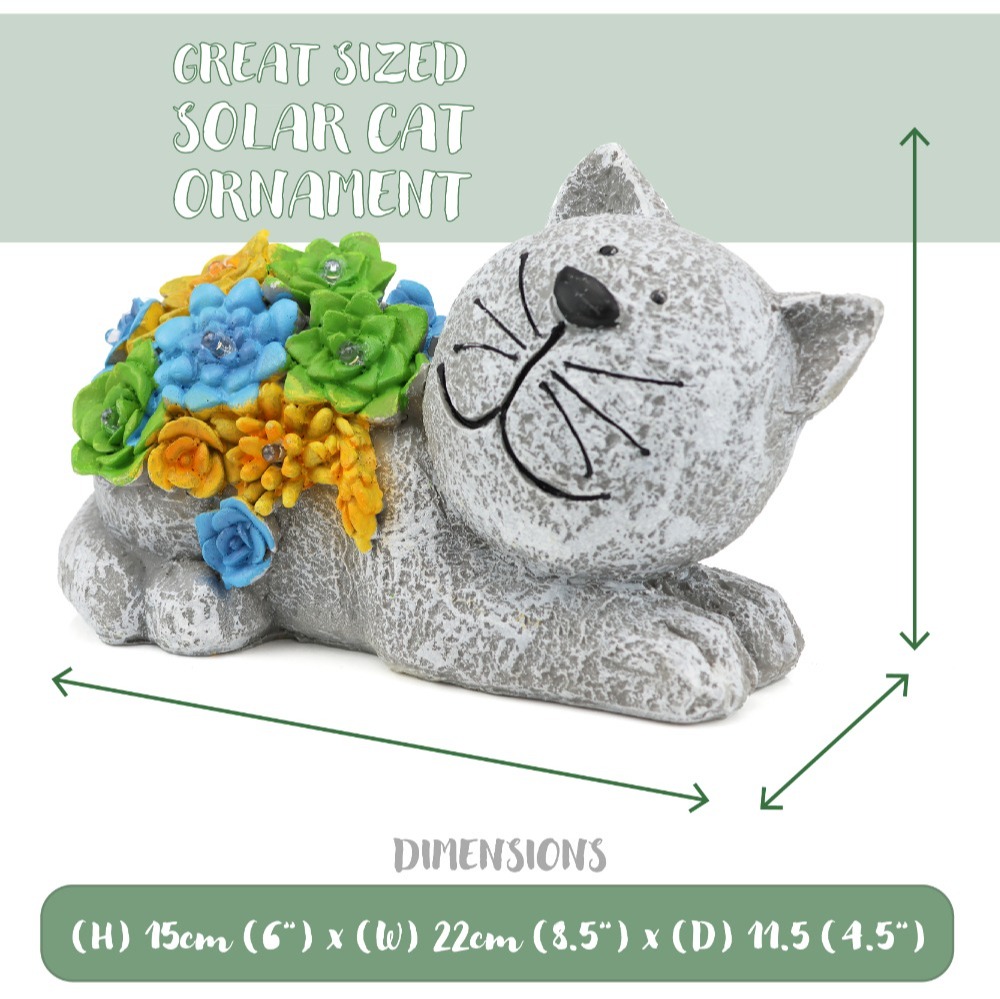 Solar Dog & Cat Statue Set (Dog: 10x14x20cm, Cat: 11.5x22x15cm)