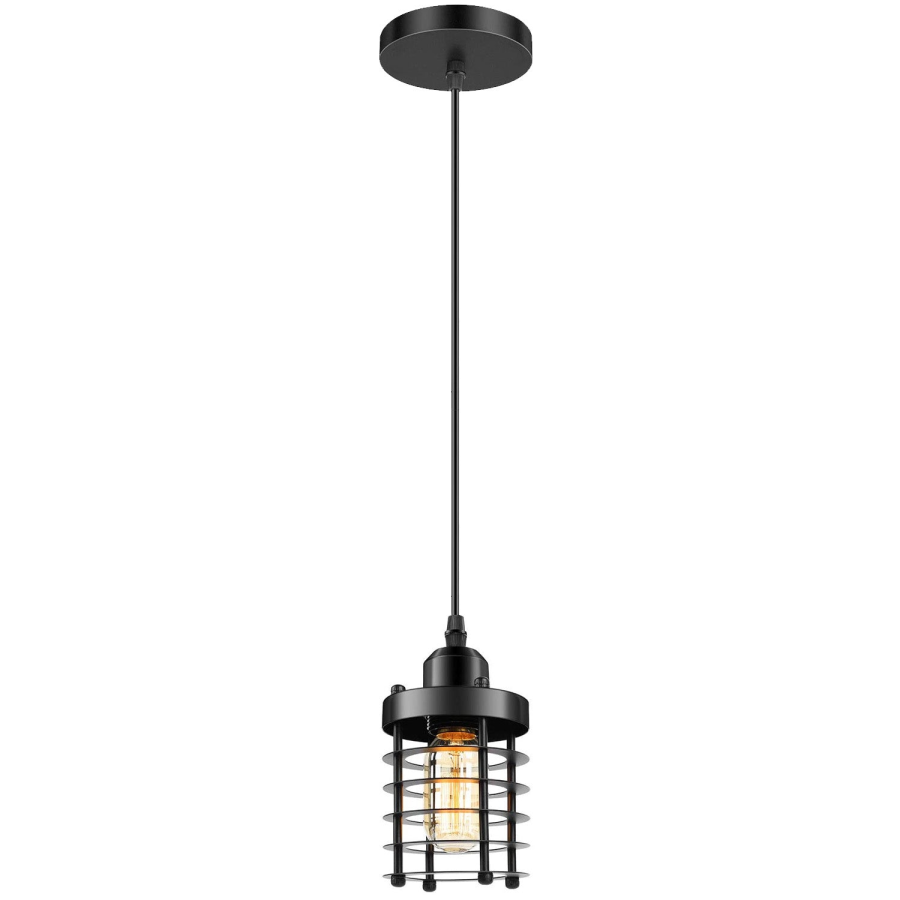 Click to view product details and reviews for Modern Retro Step Round Black Cage Pendant Light Round Ceiling Base 4034 No.