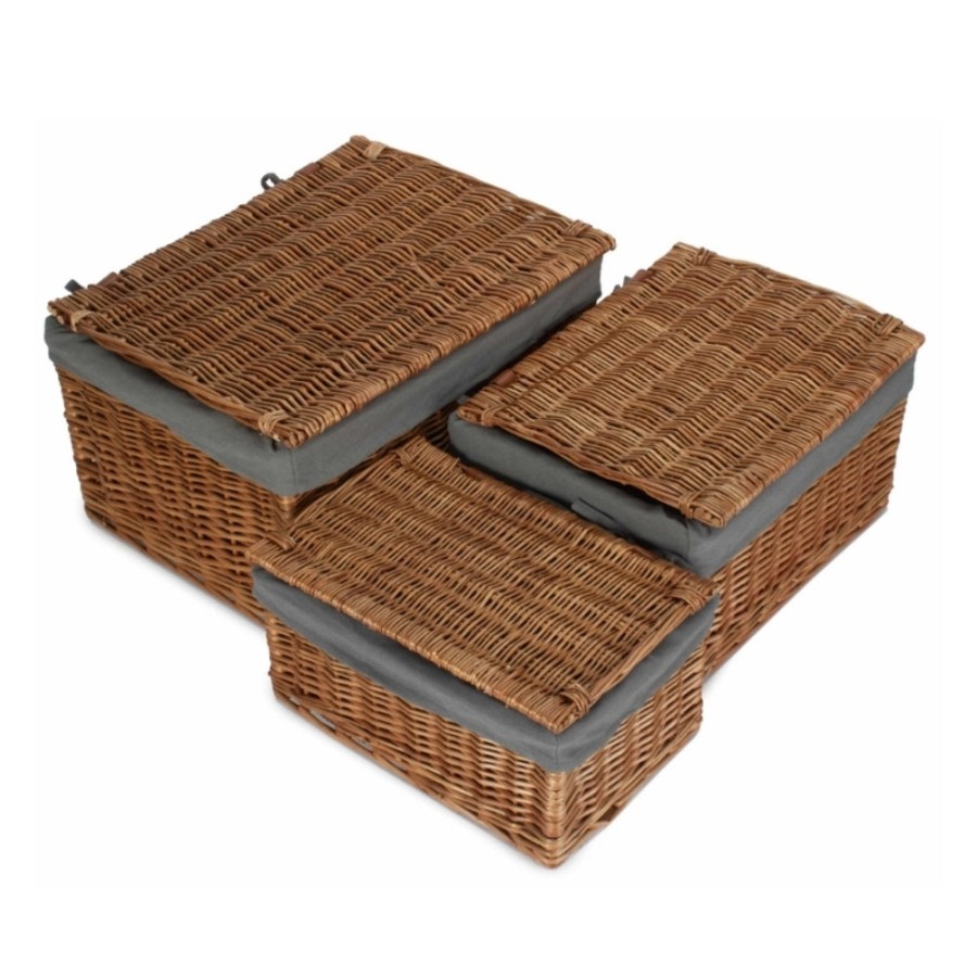 Click to view product details and reviews for Light Steamed Cotton Lined Storage Basket Set Of 3.