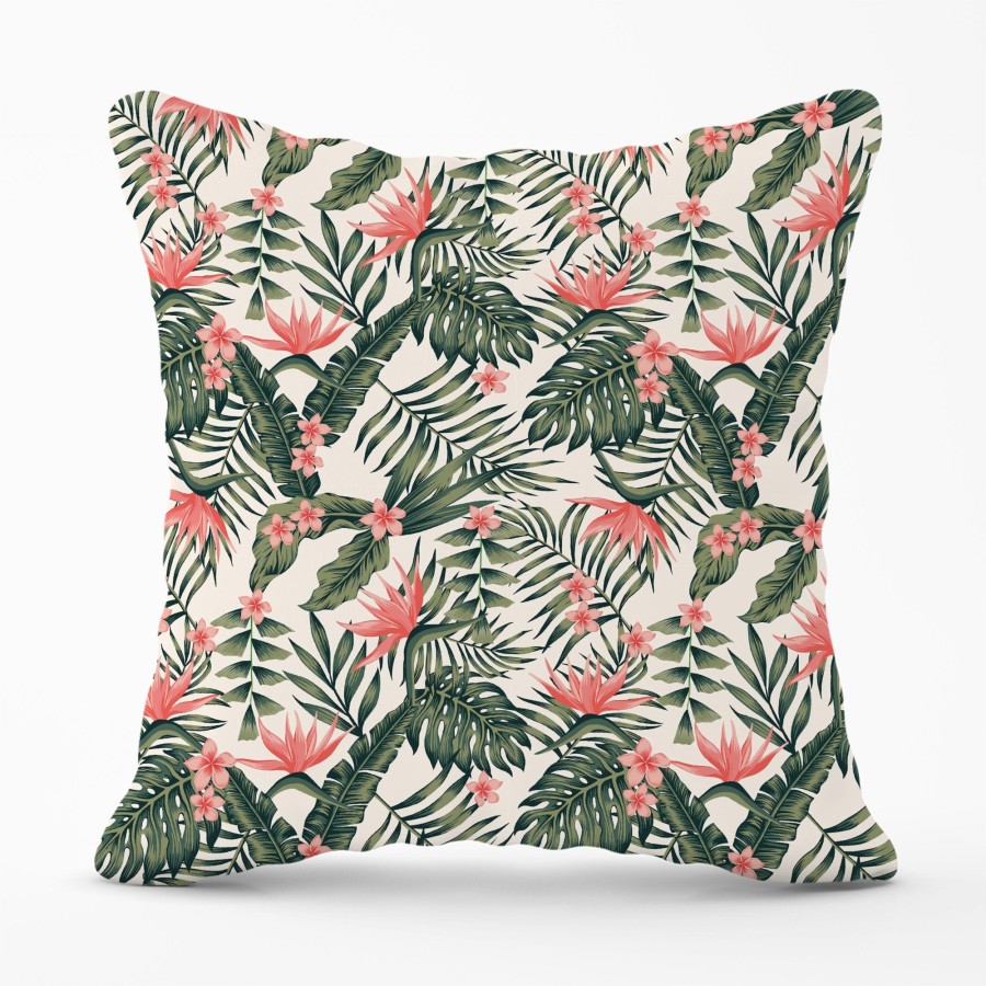 Dark Tropical Green Leaves Cushions