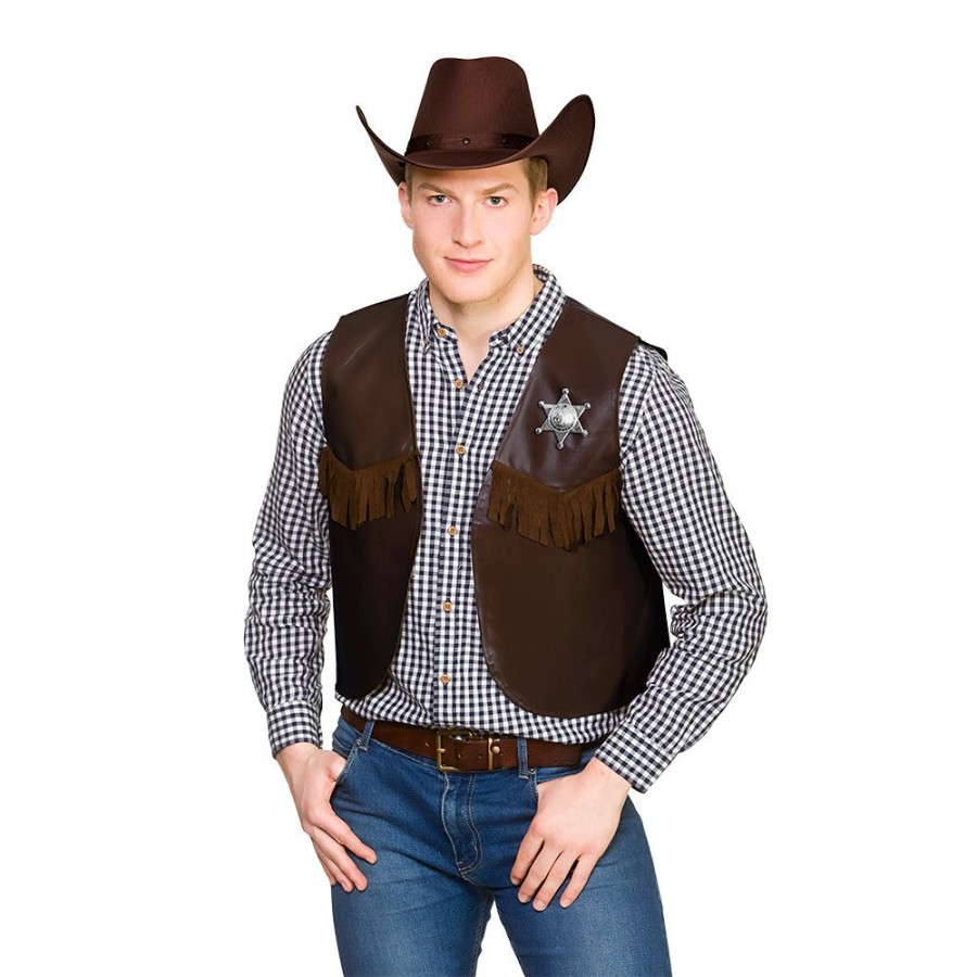 Click to view product details and reviews for Adults Cowboy Sheriff Waistcoat Dark Brown One Size.
