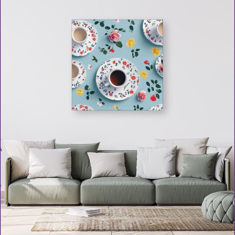 Click to view product details and reviews for Tea Cups And Roses Canvas Extra Large 40 X 40.