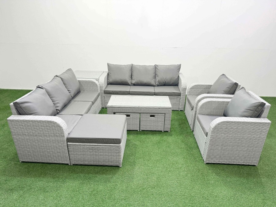 Click to view product details and reviews for Fimous Pe Rattan High Back Lounge Sofa Set Patio Oblong Coffee Table Chairs Set With 3 Seater Sofa Reclining Chair 3 Stools Side Table Light Grey. Click to view product details and reviews for Fimous Pe Rattan High Back Lounge Sofa Set Patio Oblong Coffee Table Chairs Set With 3 Seater Sofa Reclining Chair 3 Stools Side Table Light Grey.