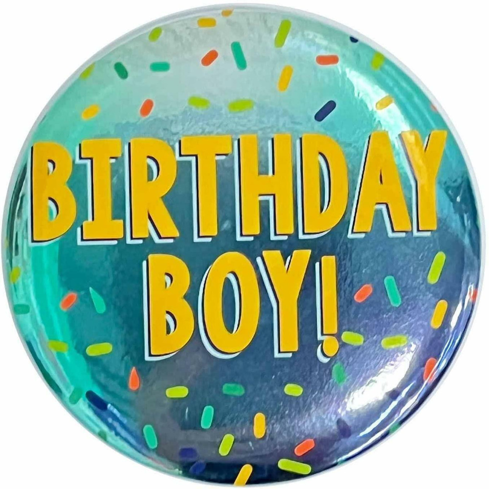 Click to view product details and reviews for Blue Birthday Boy Button Badge Colourful.