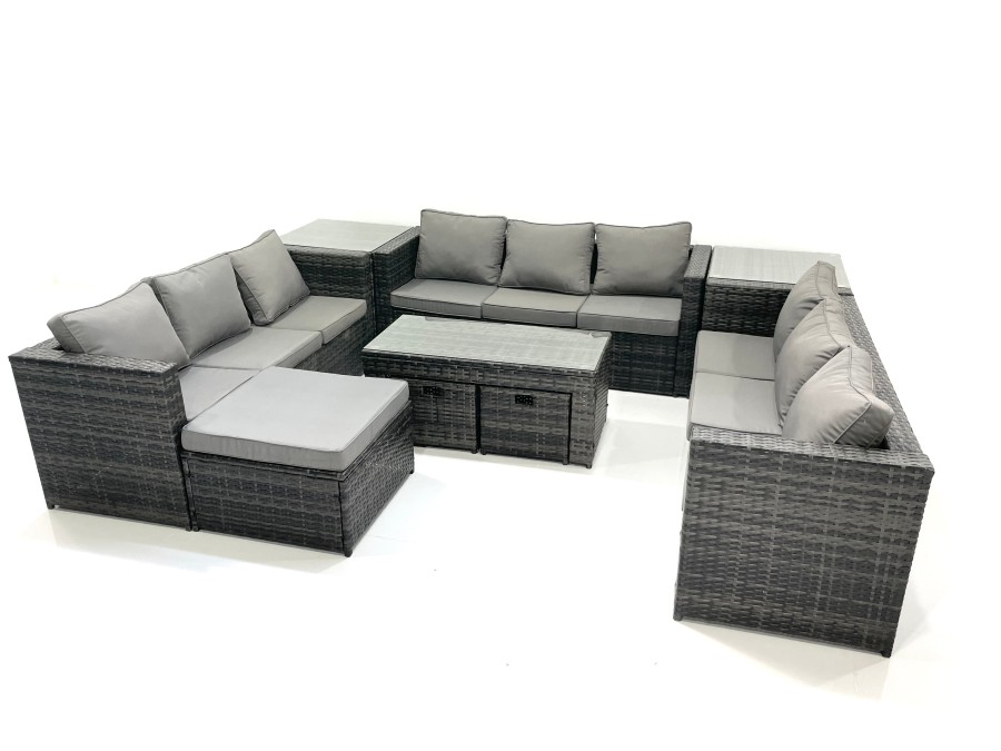 Click to view product details and reviews for Fimous Outdoor Garden Furniture Set 9 Pieces Rattan Sofa Set With Coffee Table 3 Footstools Side Table Dark Grey Mixed. Click to view product details and reviews for Fimous Outdoor Garden Furniture Set 9 Pieces Rattan Sofa Set With Coffee Table 3 Footstools Side Table Dark Grey Mixed.