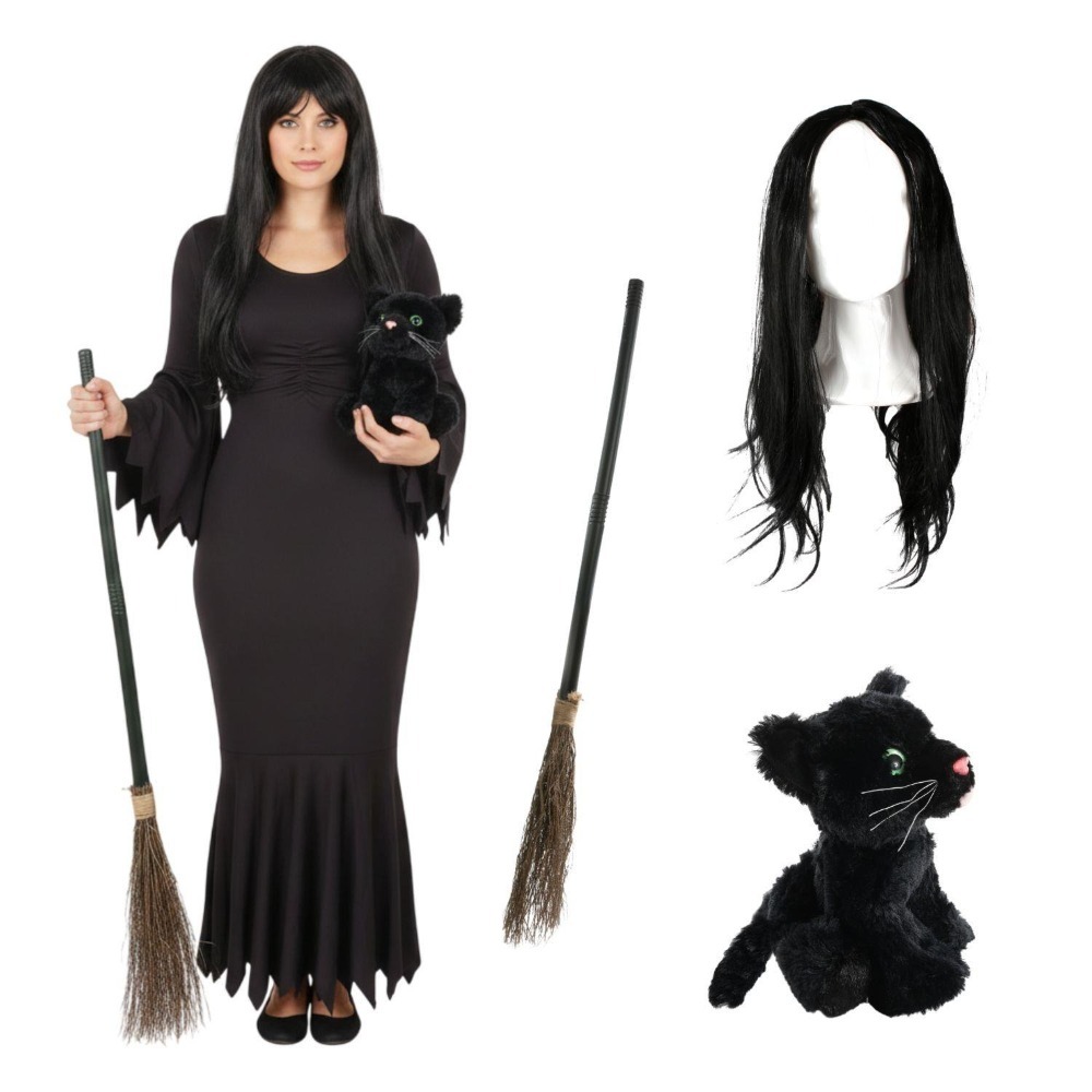 Click to view product details and reviews for Ladies Hooky Witch Costume 4 Pcs Dress Broom Cat Toy Wig Large.