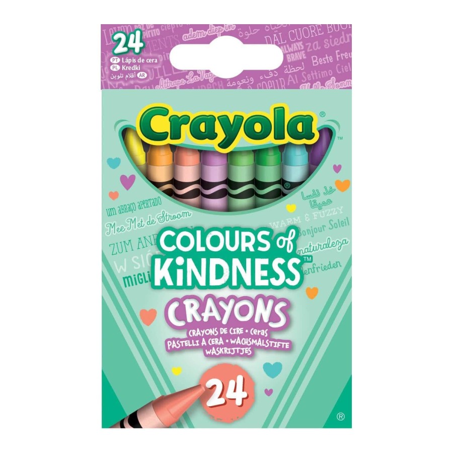 Crayola Pack of 24 Colours of Kindness Crayons Positive Words Art