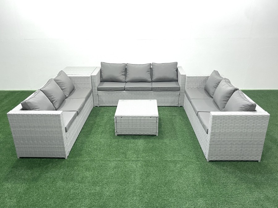 Click to view product details and reviews for Fimous Rattan Garden Outdoor Furniture Set 9 Seater Rattan Garden Sofa Set With Side Table Light Grey Mixed. Click to view product details and reviews for Fimous Rattan Garden Outdoor Furniture Set 9 Seater Rattan Garden Sofa Set With Side Table Light Grey Mixed.