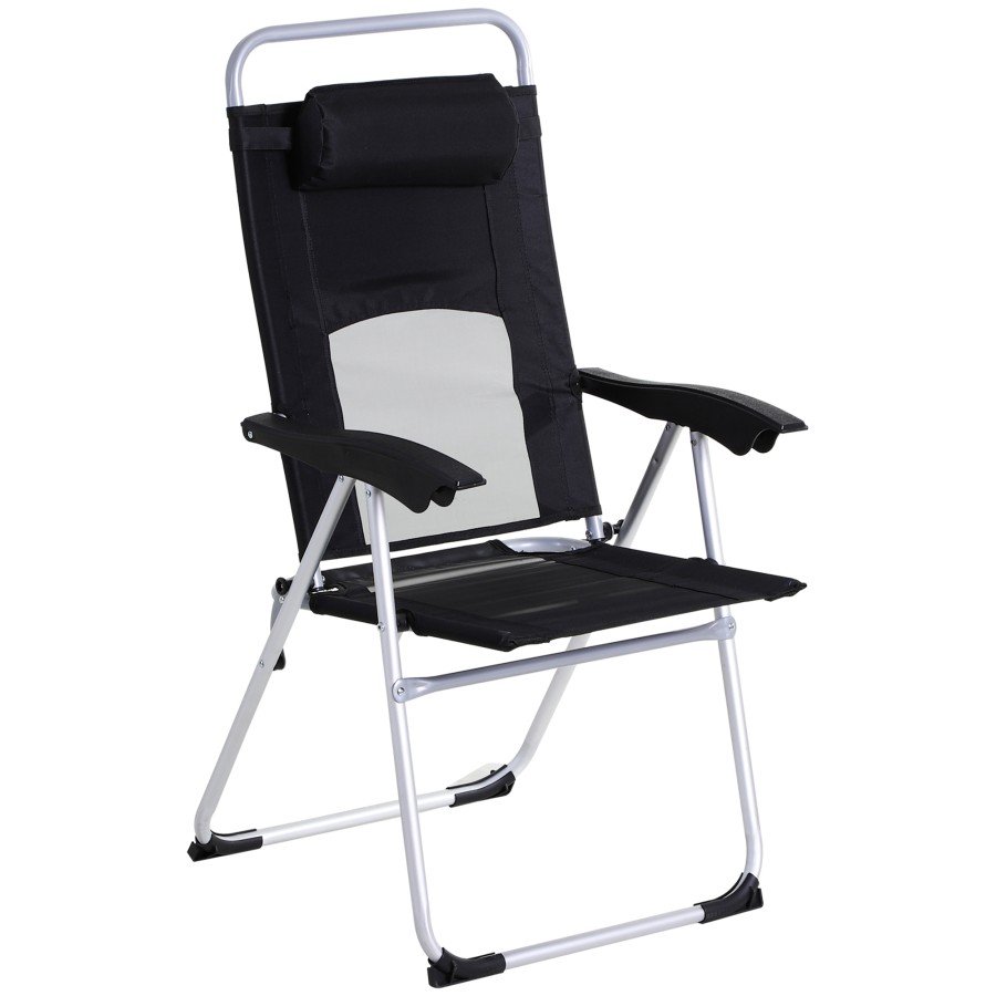 Click to view product details and reviews for Outdoor Garden Folding Chair Patio Armchair 3 Position Adjustable Recliner Reclining Seat With Pillow Black Outsunny.