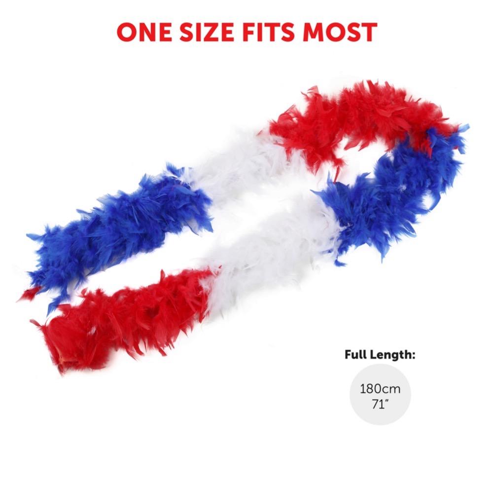 Red, White & Blue Feather Boa Size