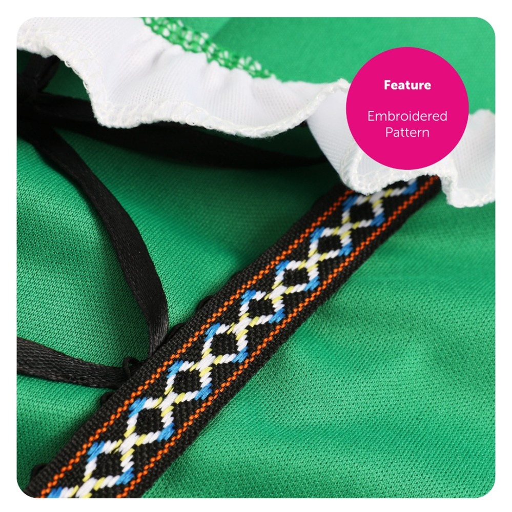 Ladies Green & Yellow Bavarian Dress with Bow Stockings