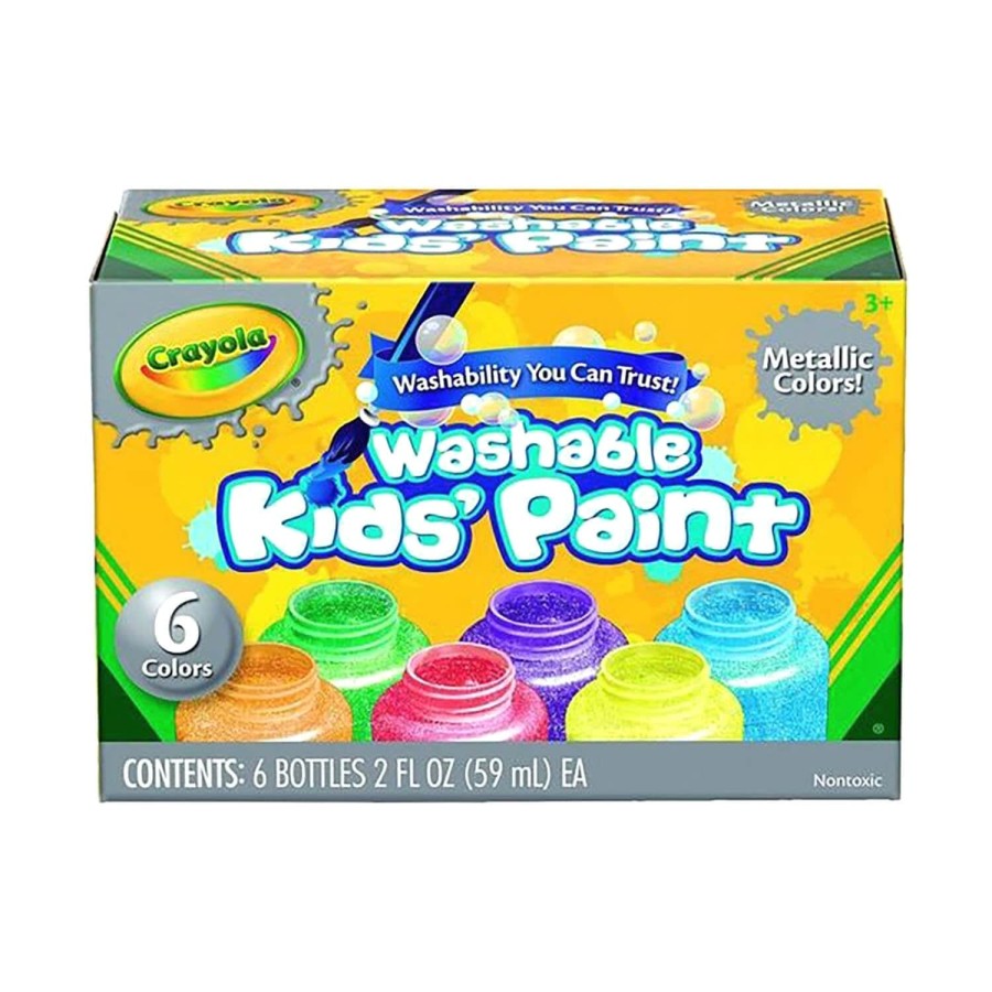 Crayola Pack of 6 Metallic Washable Paint for Kids Art Crafts