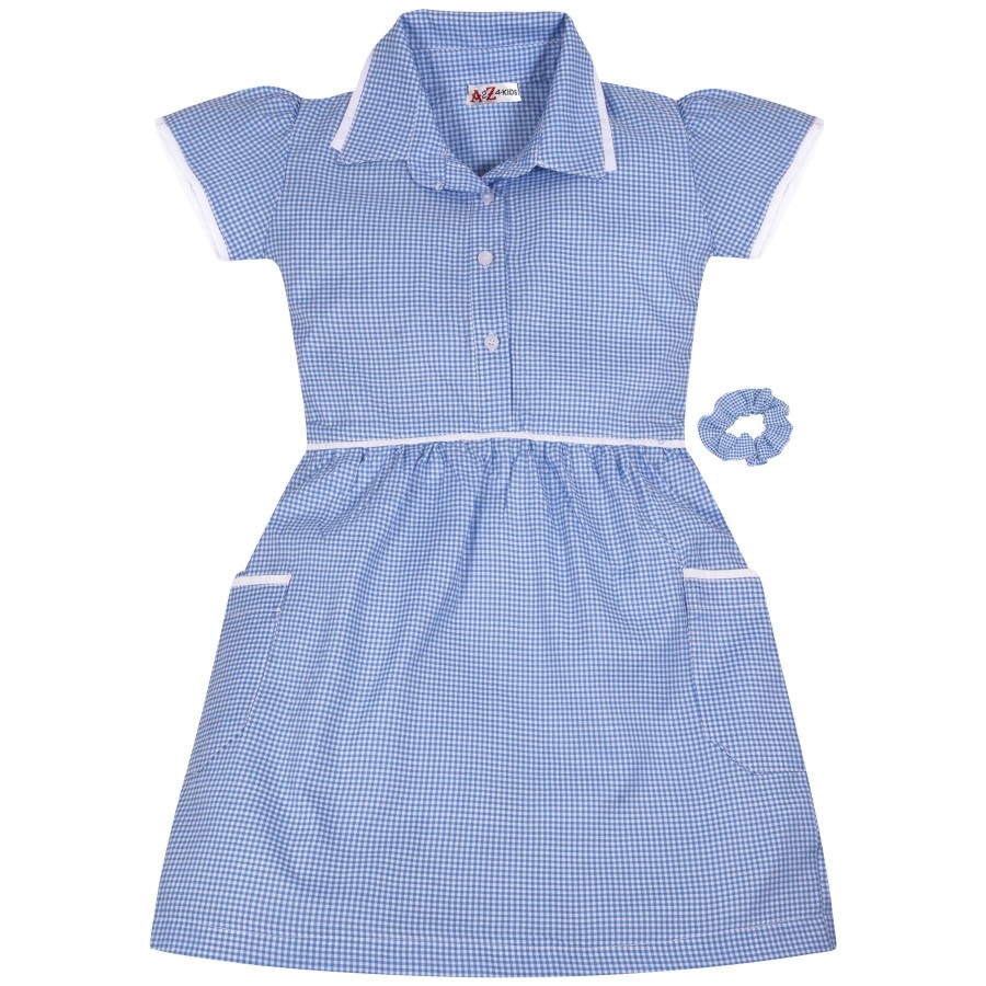 Click to view product details and reviews for Kids Girls Gingham School Dress Check Dresses With Matching Scrunchies 2 14 9 10 Years Blue.