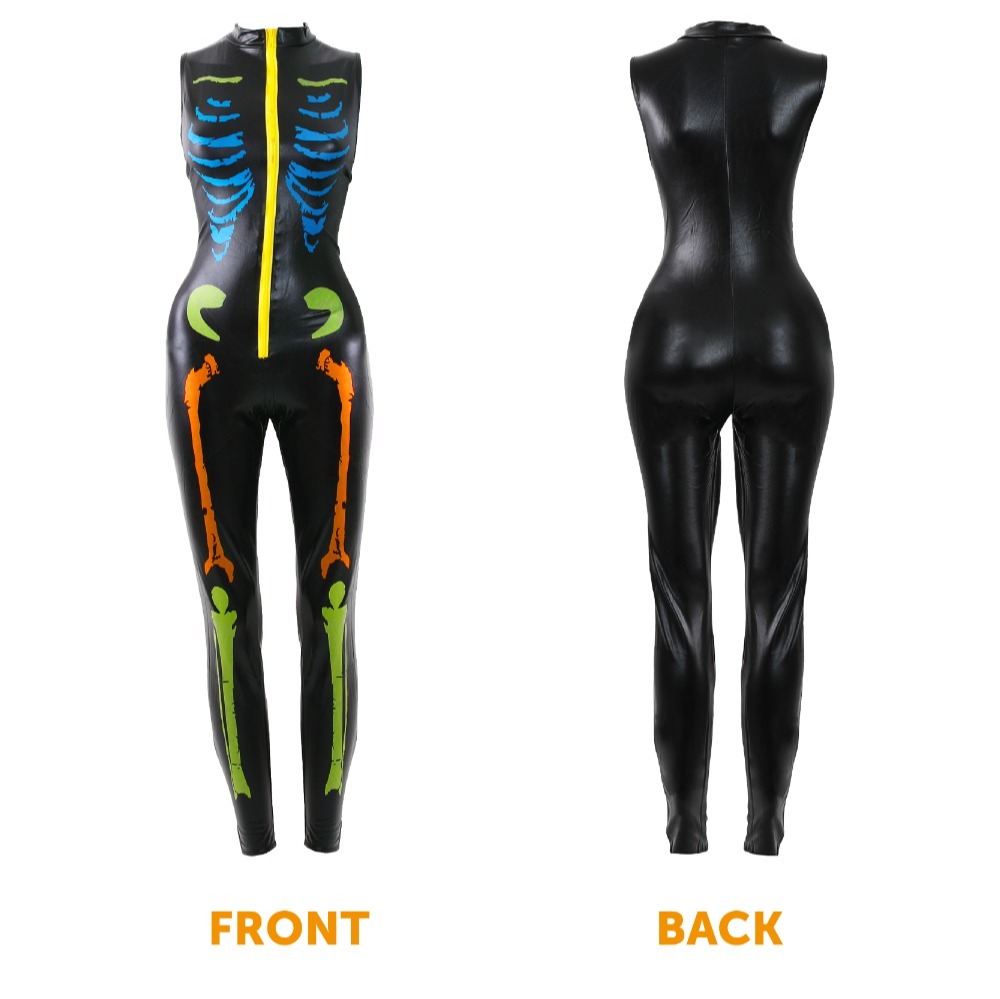 Ladies Neon Skeleton Halloween Suit
