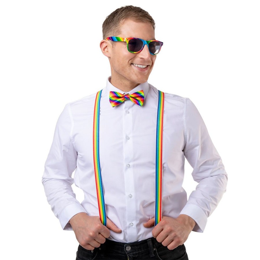 Click to view product details and reviews for Rainbow 3 Piece Dress Up Kit Braces Bow Tie Glasses.