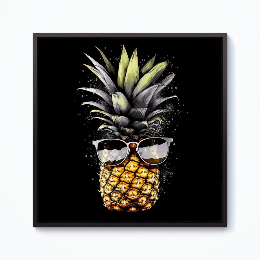 Click to view product details and reviews for Splashart Pineapple In Glasses Framed Canvas 10 X 10 Black.