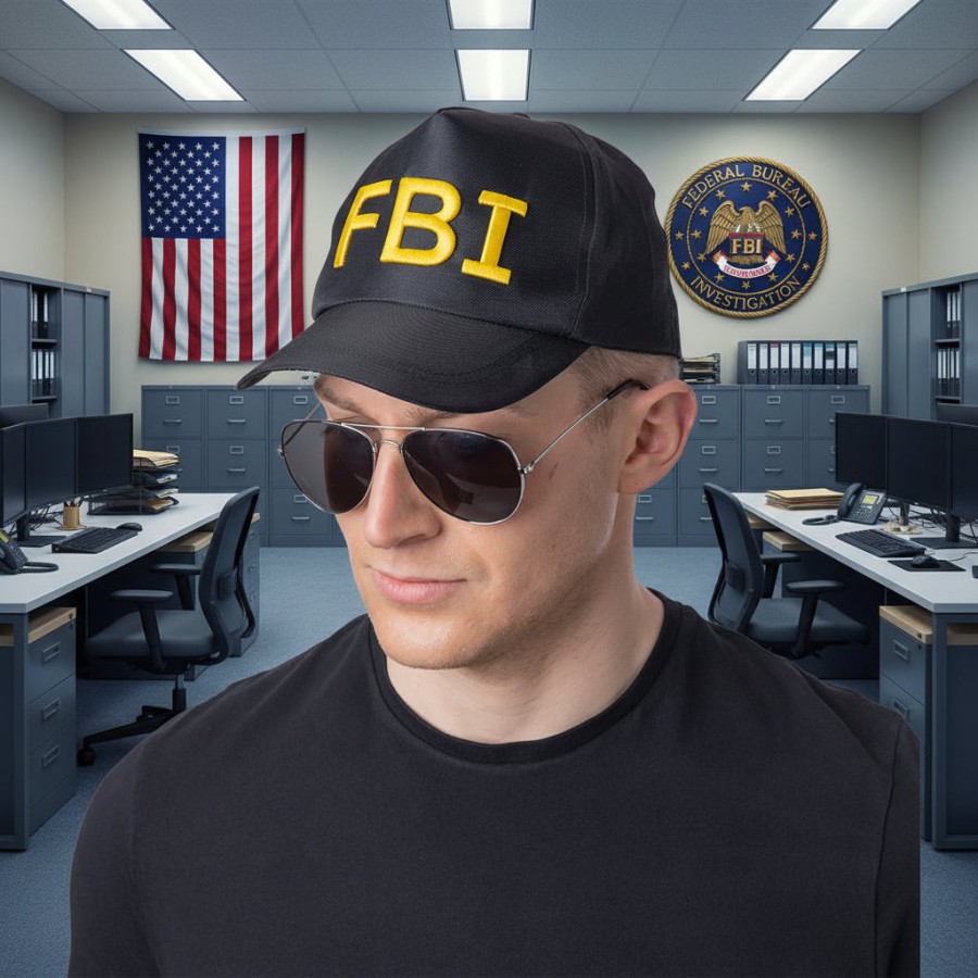 Adults F.B.I Caps Black and Yellow
