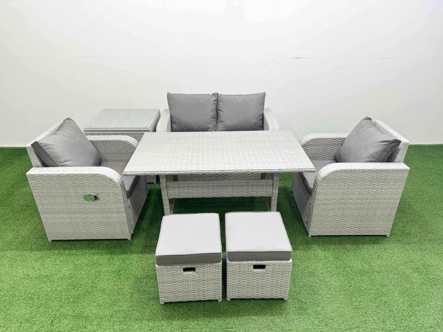 Click to view product details and reviews for Fimous Light Grey Pe Wicker Rattan Garden Furniture Set Sofa Set Reclining Chair Rectangular Dining Table 6 Seater 2 Small Stools Side Table. Click to view product details and reviews for Fimous Light Grey Pe Wicker Rattan Garden Furniture Set Sofa Set Reclining Chair Rectangular Dining Table 6 Seater 2 Small Stools Side Table.