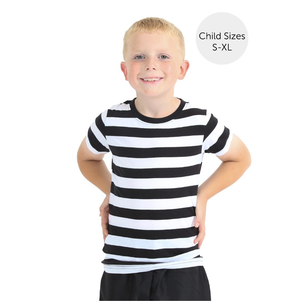 Childs Black and White Striped Short Sleeve Top