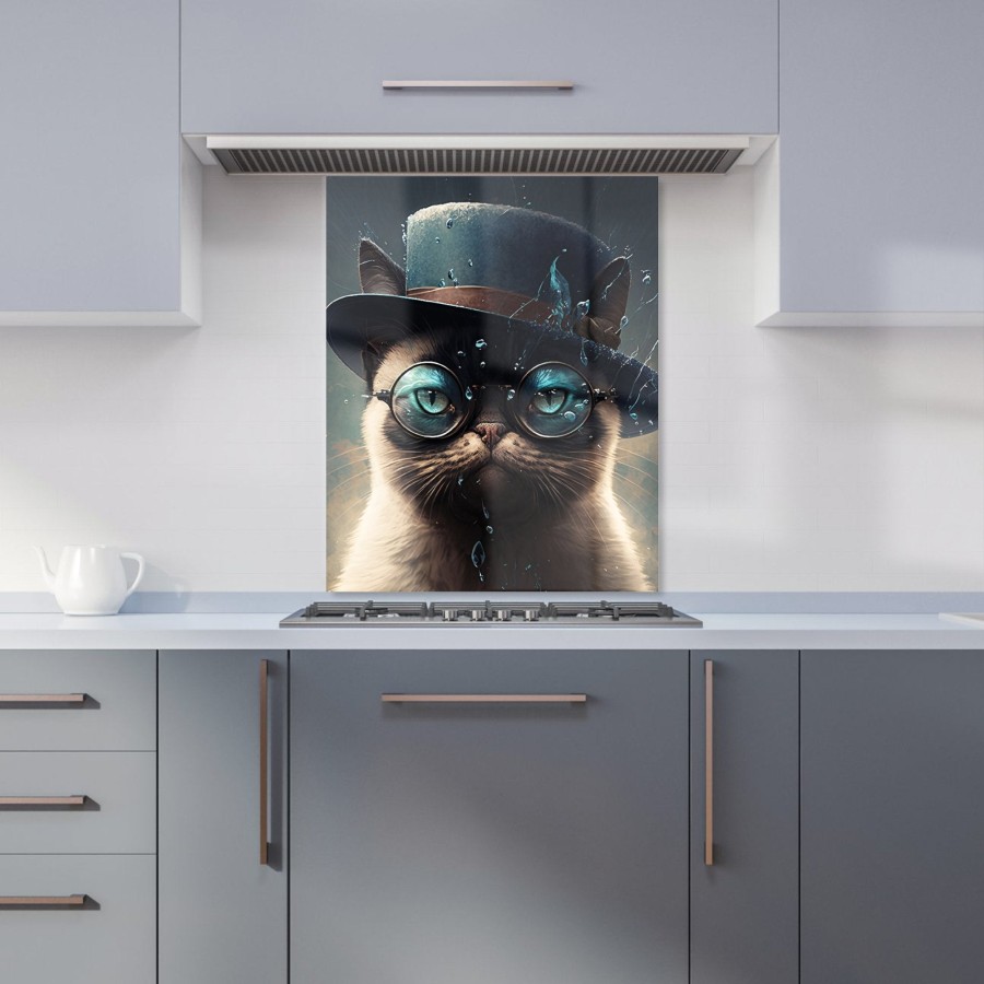 Click to view product details and reviews for Siamese Cat With Glasses Splashart Kitchen Splashback W600mm X H750mm.