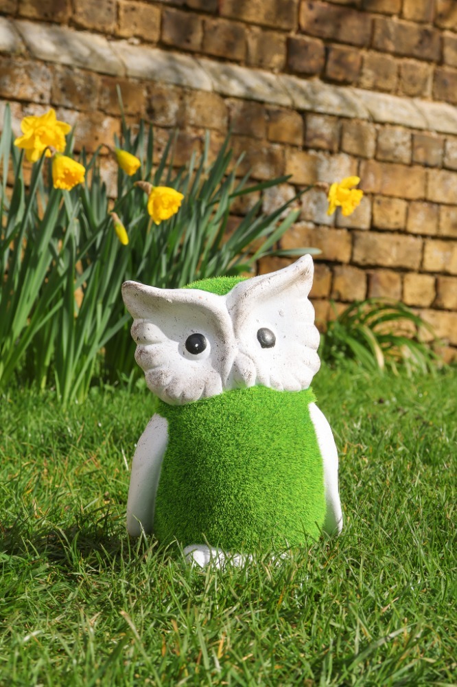 Flocked Wise Owl Garden Ornament