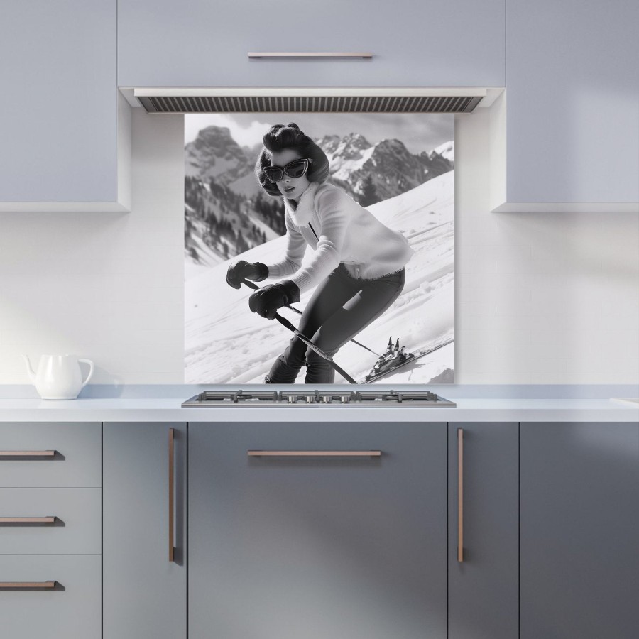 Click to view product details and reviews for Vintage Skiing Chic Kitchen Splashback W600mm X H600mm.