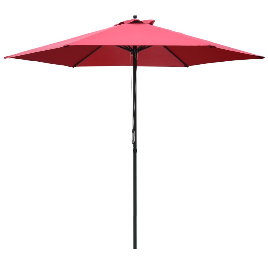 Outsunny 28m Garden Parasol Umbrella Round Outdoor Market Table Umbrella Sun Shade Canopy Wine Red