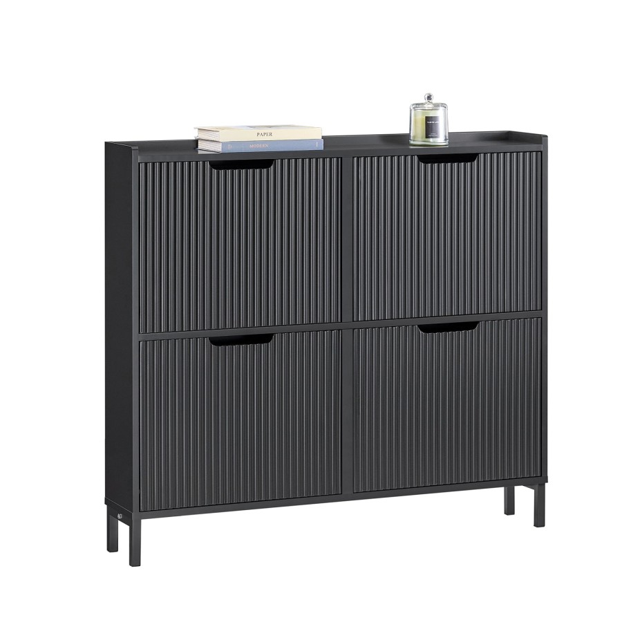 Click to view product details and reviews for Sobuy Fsr177 L Sch 4 Flip Drawers Shoe Cabinet Shoe Rack Shoe Storage Cupboard Organizer Black.