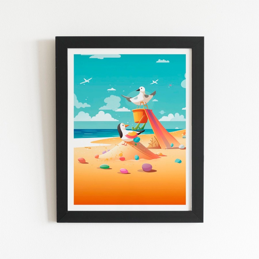 Click to view product details and reviews for Seagulls On A Beach Holiday Art Prints 8 X 10 Black Frame.