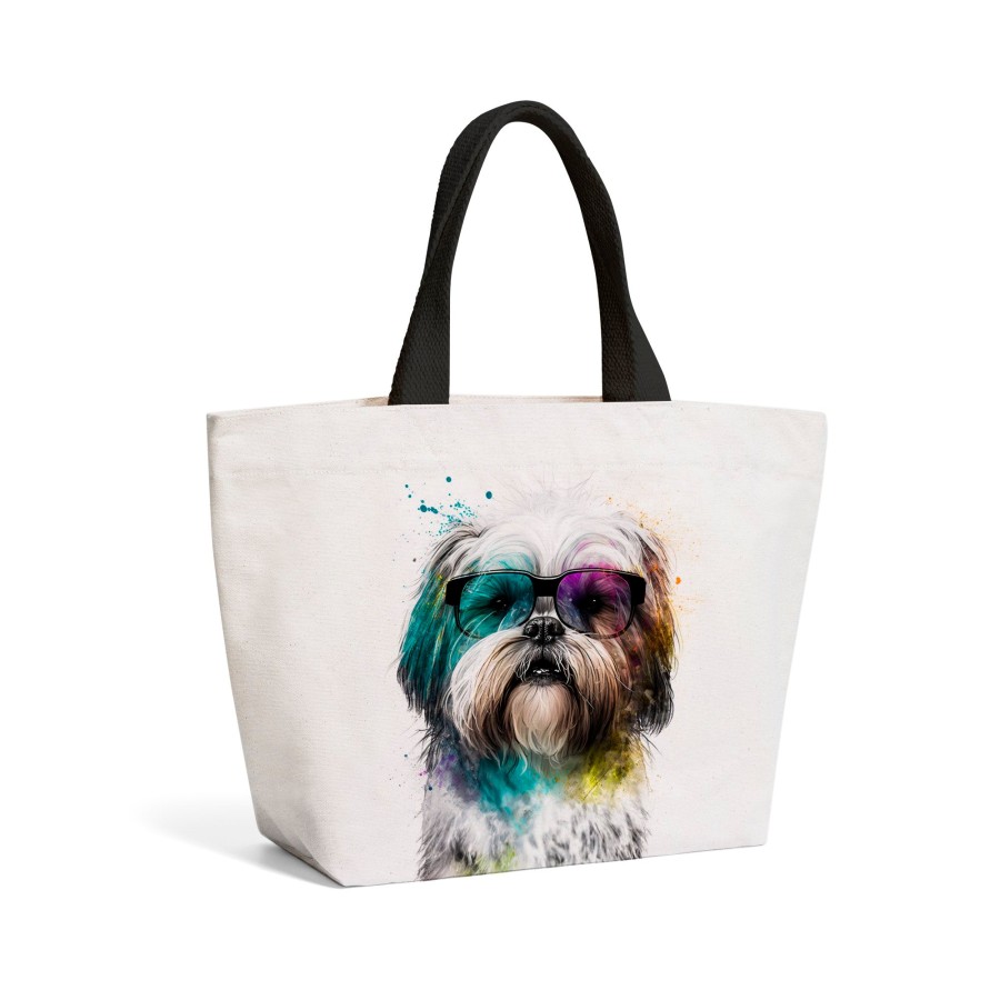 Click to view product details and reviews for Lhasa Apso Face Glasses Splashart Beach Shopper Tote Bag.