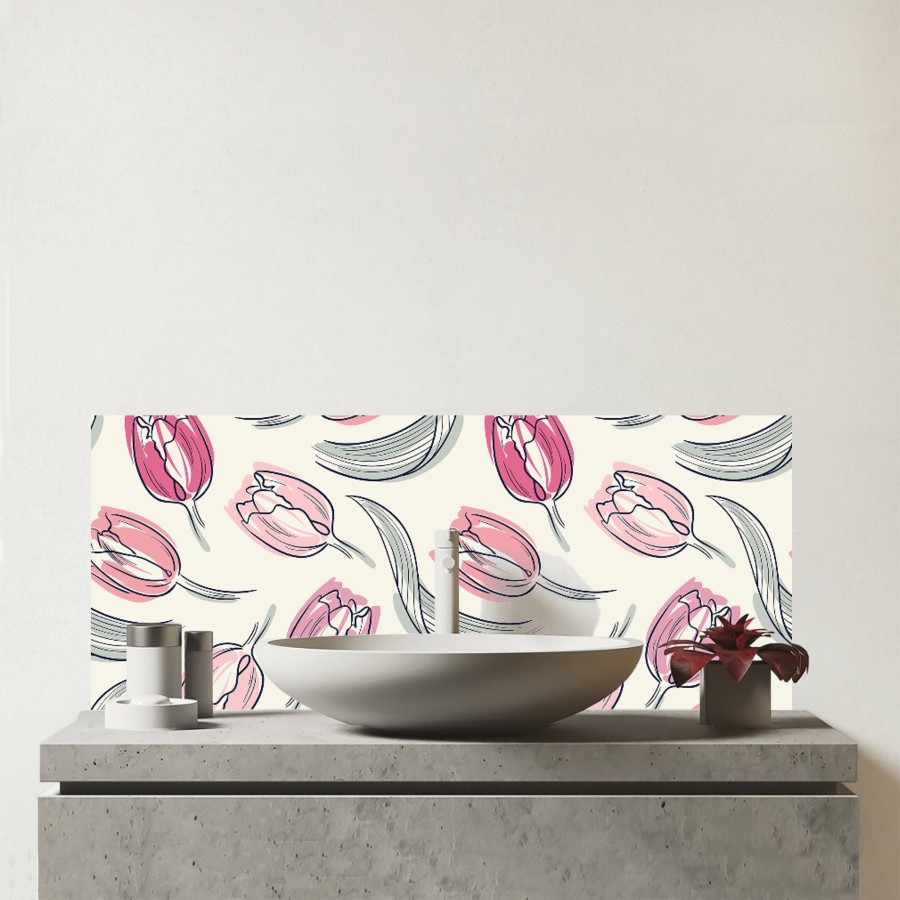 Click to view product details and reviews for Tulips Glass Bathroom Splashback.