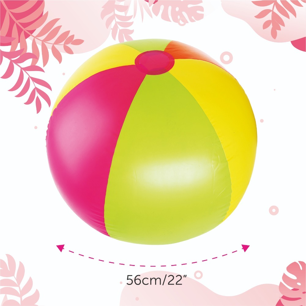 2-Pack Giant Inflatable Beach Balls – 22''/56cm Multi-Coloured Summer Toy in Yellow, Pink, Green & Orange