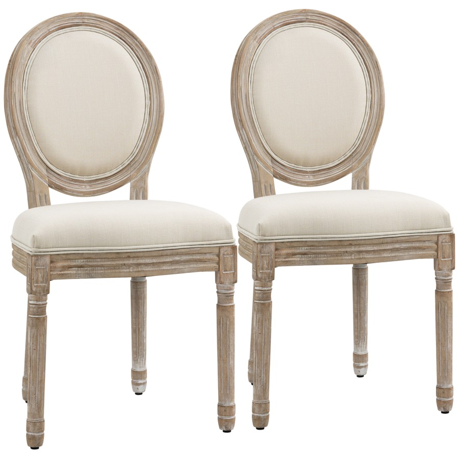 Click to view product details and reviews for Homcom Set Of 2 French Style Kitchen Chairs Cream.