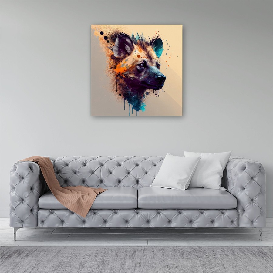 Click to view product details and reviews for Hyena Face Splashart Light Background Canvas Small 10 X 10.