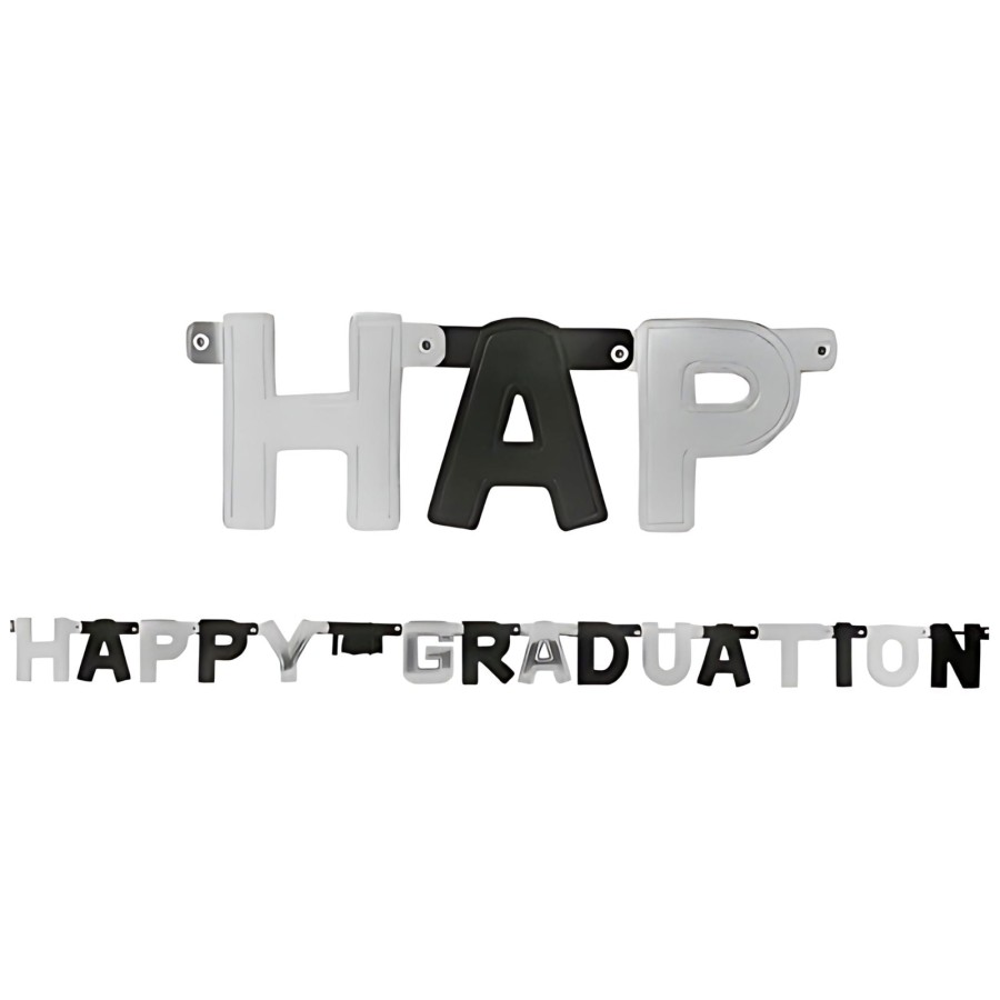 Click to view product details and reviews for Happy Graduation Letter Banner Black Silver.
